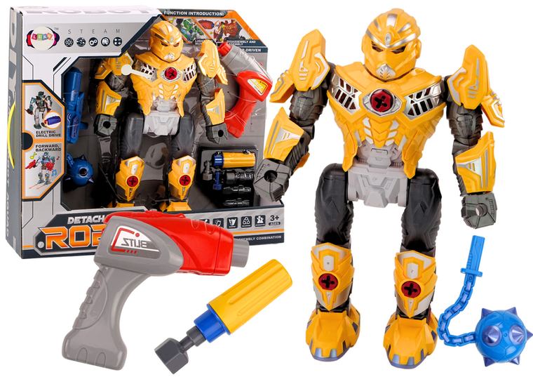 Lean Toys, robot do skręcania, zabawka interaktywna, żółty