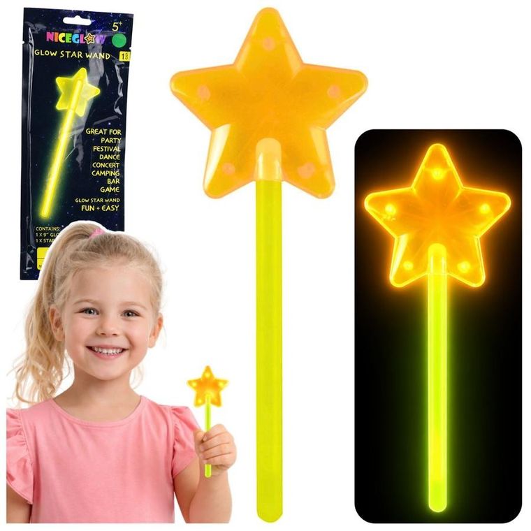 Lean Toys, różdżka fluorescencyjna, gwiazda, świecąca w ciemności, 22 cm