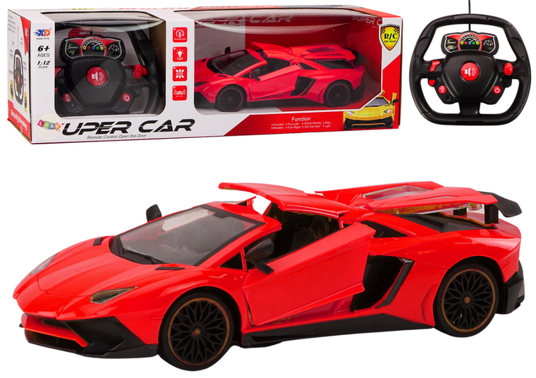 Lean Toys, samochód sportowy, pojazd zdalnie sterowany, czerwony, 1:12