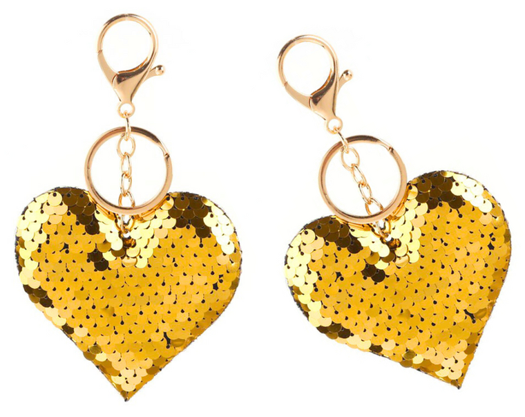 Lean Toys, serce z cekinami, brelok, złote