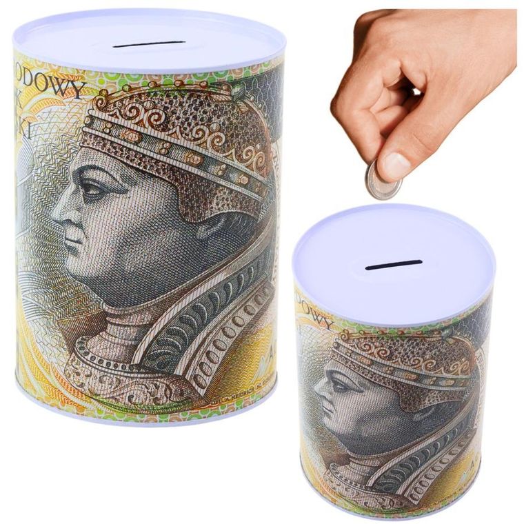 Lean Toys, skarbonka metalowa, puszka banknot, 200 złotych, 16-12 cm