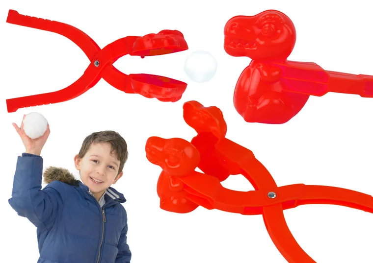 Lean Toys, śnieżkomat, maszynka do kulek, dinozaur, czerwony
