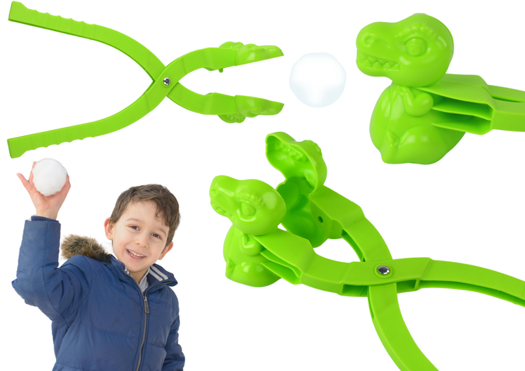 Lean Toys, śnieżkomat, maszynka do robienia śnieżek, dinozaur zielony
