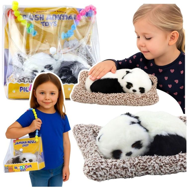 Lean Toys, śpiąca panda na poduszce, maskotka