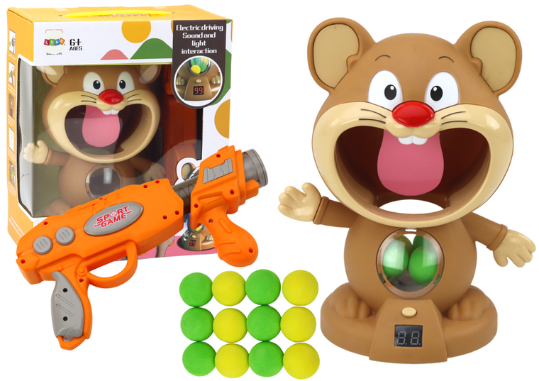 Lean Toys, strzelanie do chomika, pistolet z wyrzutnią kulek i figurką