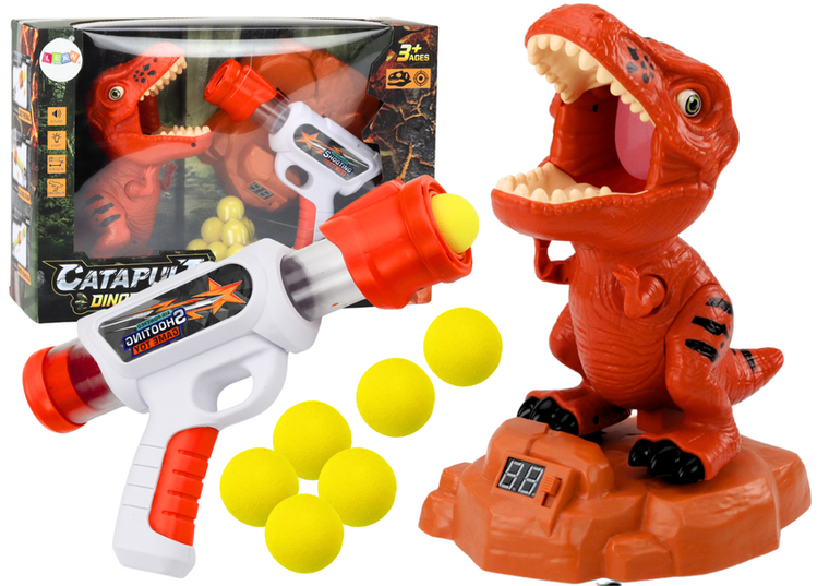 Lean Toys, strzelanie do dinozaura, pistolet z wyrzutnią kulek i figurką