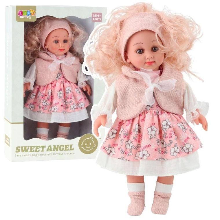 Lean Toys, Sweet Angel, lalka bobas w różowej sukience, 36 cm