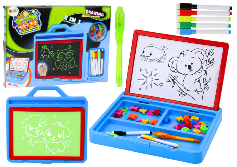 Lean Toys, tablica magnetyczna do rysowania, malowanie światłem, 2w1