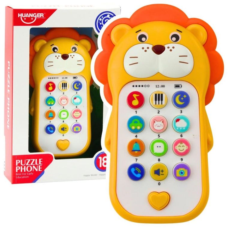Lean Toys, telefon, zabawka interaktywna, lew