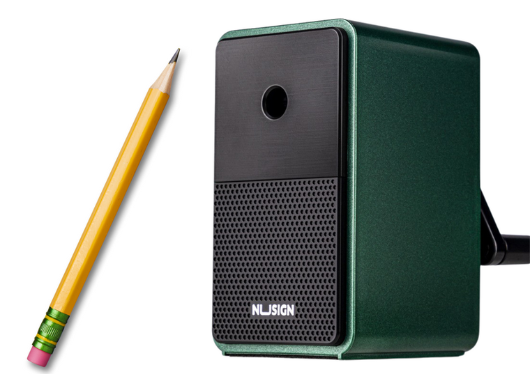 Lean Toys, temperówka na korbkę z pojemnikiem, zielona