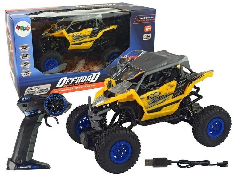 Lean Toys, terenówka Off-Road, pojazd zdalnie sterowany, żółty, 1:16