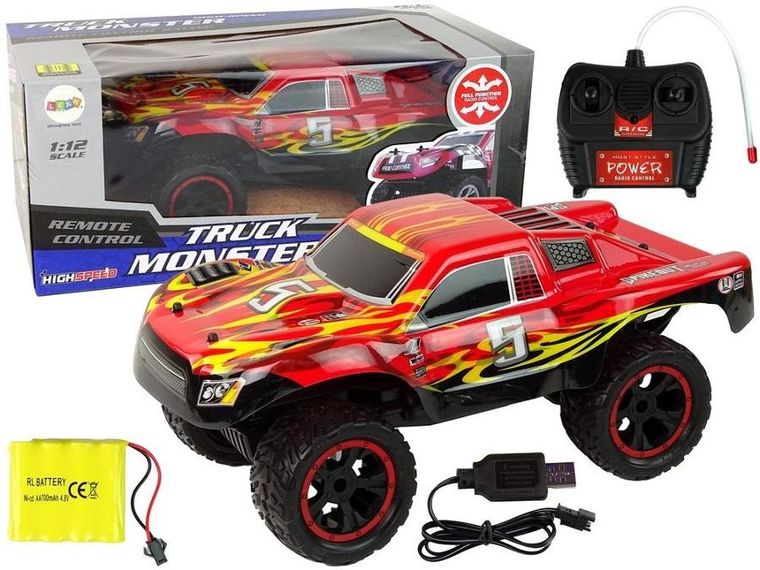 Lean Toys, terenówka, pojazd zdalnie sterowany, czerwony, 20 km/h, 1:12