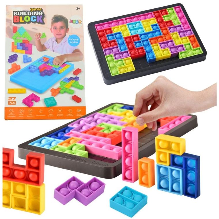 Lean Toys, Tetris Pop-It, układanka 3w1, 27 elementów