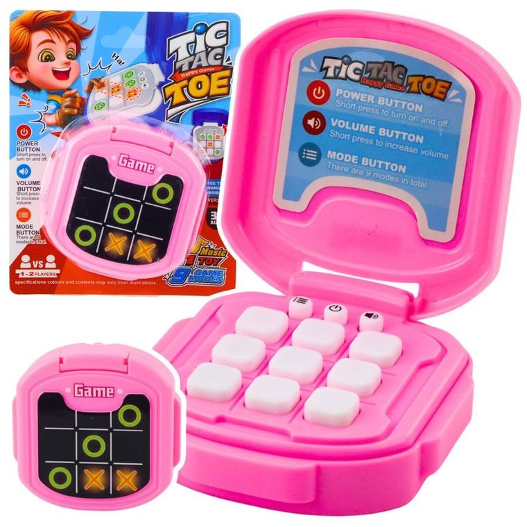Lean Toys, Tic Tac Toe, kółko i krzyżyk, gra elektroniczna, różowa