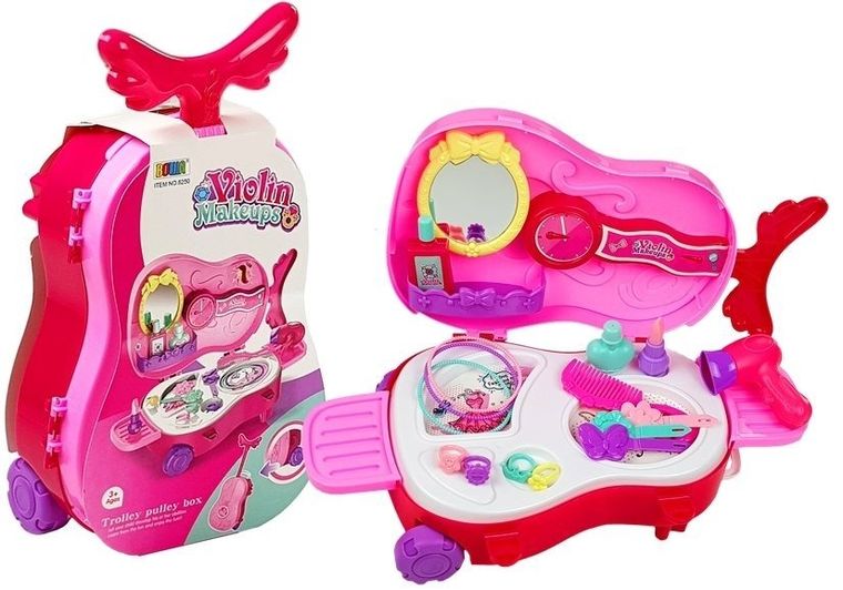 Lean Toys, toaletka w walizce na kółkach, skrzypce