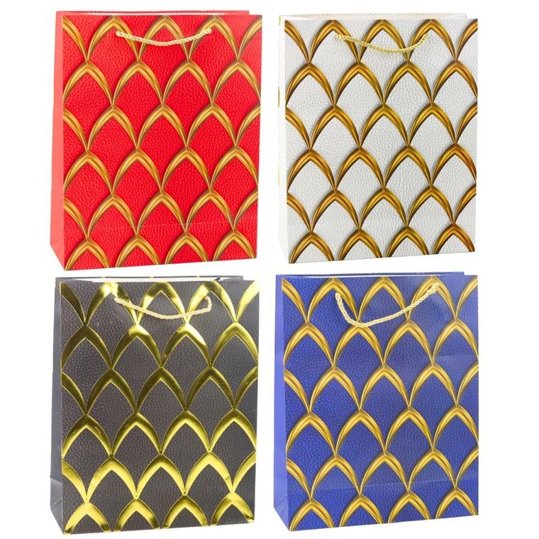 Lean Toys, torba prezentowa elegancka złote zdobienia, 32-26-12 cm, 1 szt.