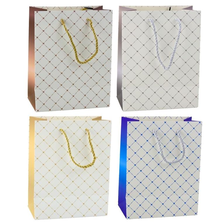 Lean Toys, torba prezentowa papierowa błyszczące serduszka, 23-18-10,5 cm, 1 szt.