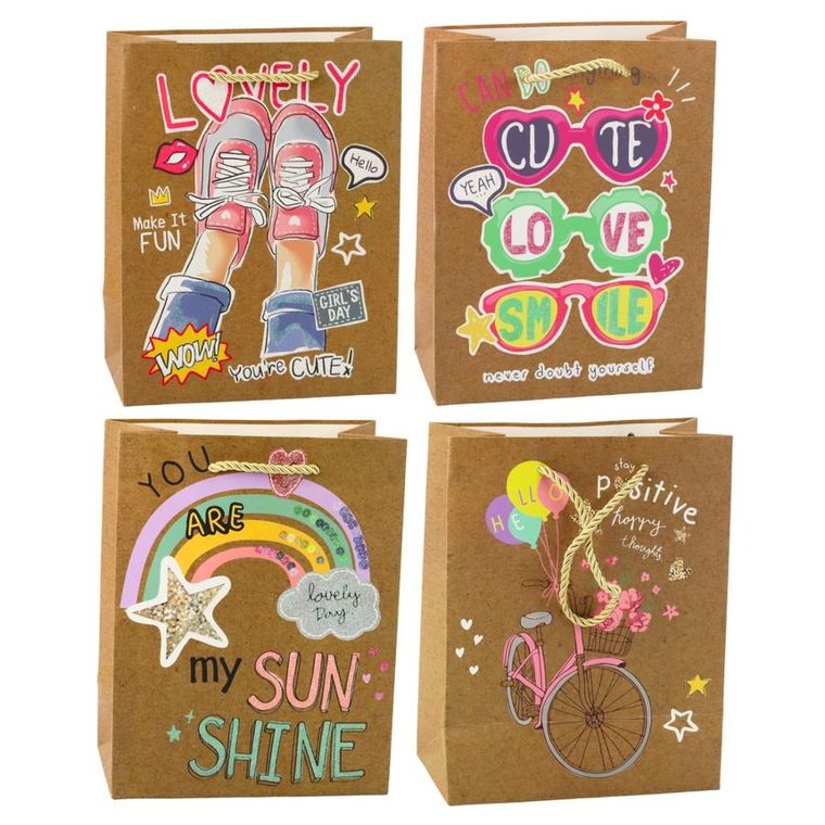 Lean Toys, torba prezentowa papierowa kolorowe motywy, 23-18-10,5 cm, 1 szt.