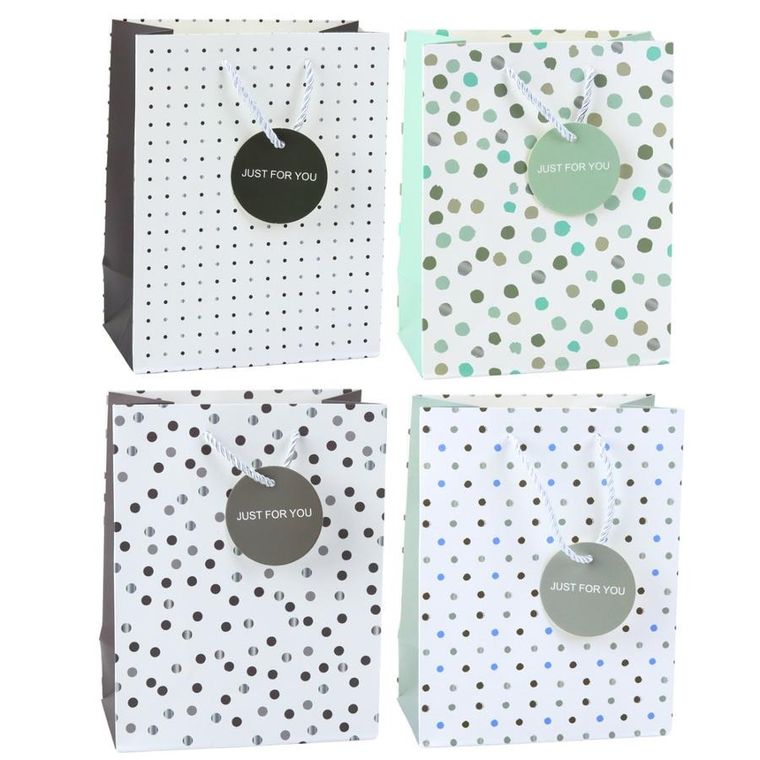 Lean Toys, torba prezentowa z kropkami napis just for you, 23-18-10,5 cm, 1 szt.