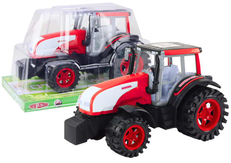 Lean Toys, traktor farmerski, pojazd rolniczy z napędem, czerwony