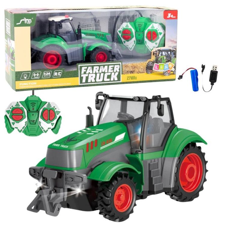 Lean Toys, traktor rolniczy rc, zielony, 1:24