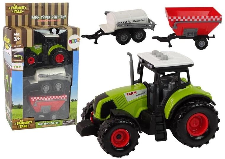 Lean Toys, traktor z akcesoriami, pojazd z dźwiękiem, LED