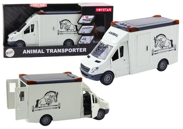 Lean Toys, Transporter koni, pojazd interaktywny, biały