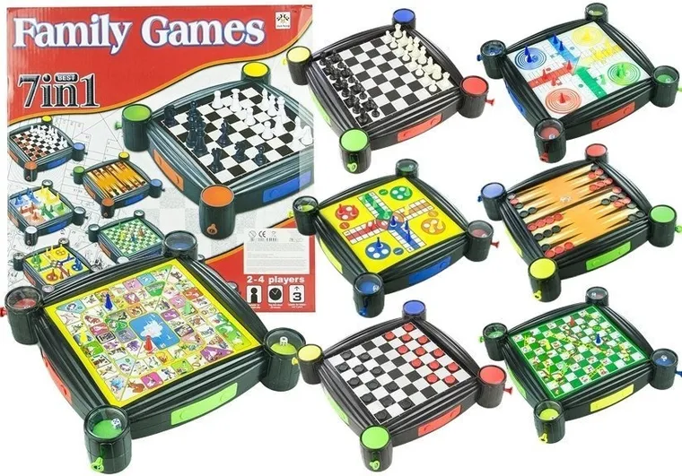 Lean Toys, warcaby, chińczyk, węże, drabiny, gry 7w1