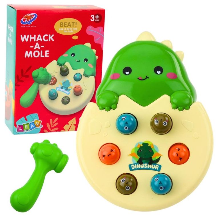 Lean Toys, whack-a-mole, wbijanka, gra zrecznościowa, zielony dinozaur