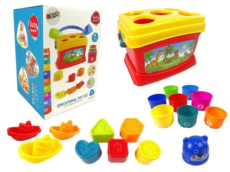 Lean Toys, wiaderko sorter z zabawkami do kąpieli