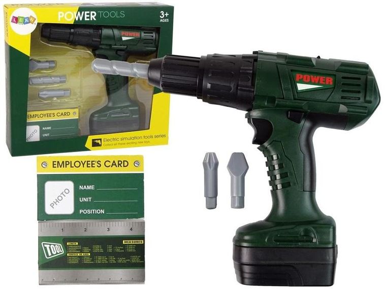 Lean Toys, wiertarka dla majsterkowicza z wiertłami, zielona