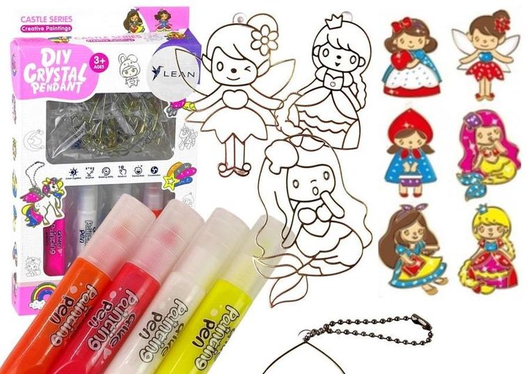 Lean Toys, witraże zawieszki, DIY, księżniczki, 6 szt.
