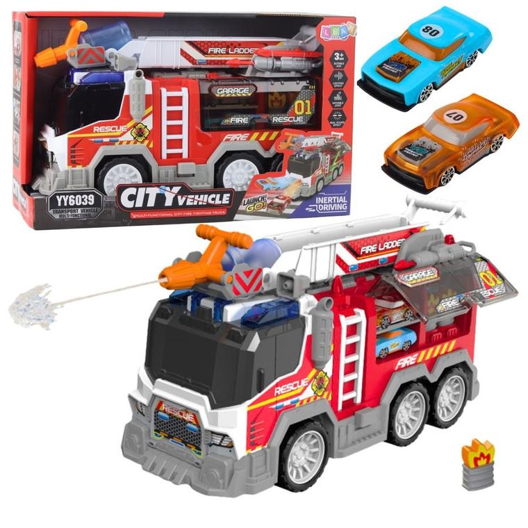 Lean Toys, wóz strażacki z napędem, światło dźwięk