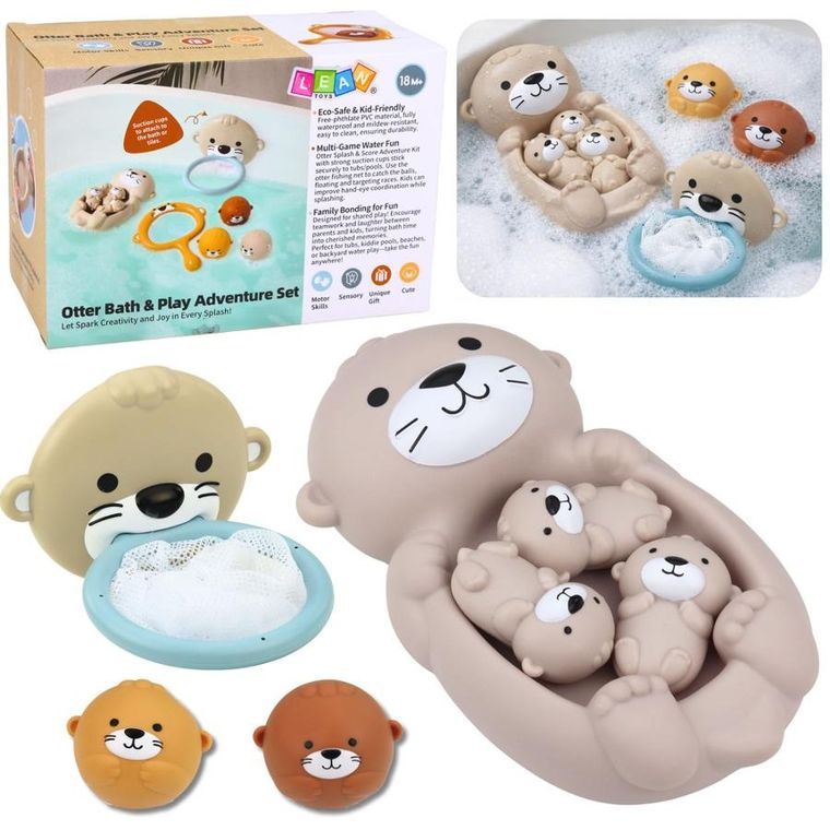 Lean Toys, wydra z rodzinką, zabawki do kąpieli, 7 elementów