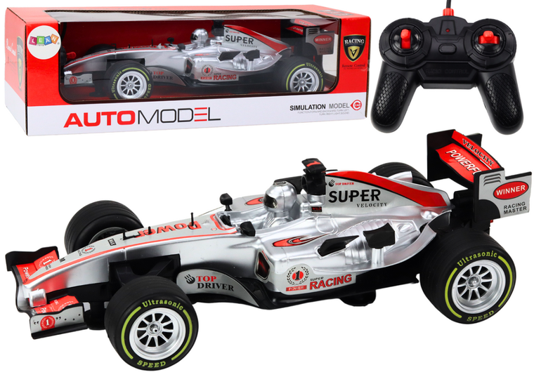 Lean Toys, wyścigówka, pojazd zdalnie sterowany, 1:12, srebrny