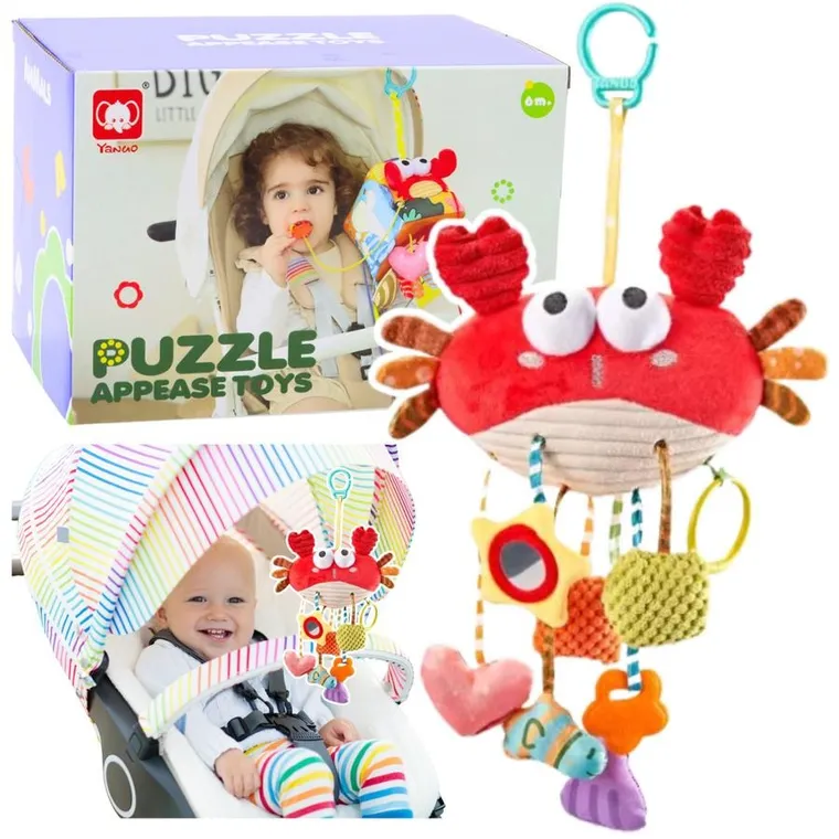 Lean Toys, zawieszka do łóżeczka, zabawka sensoryczna, krab, 9w1