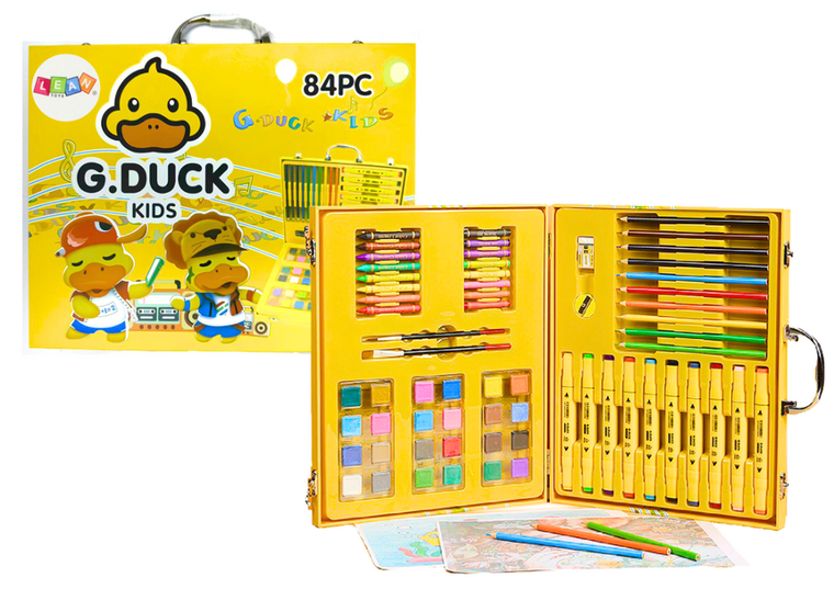 Lean Toys, zestaw artystyczny w walizce, kaczka, 84 elementy