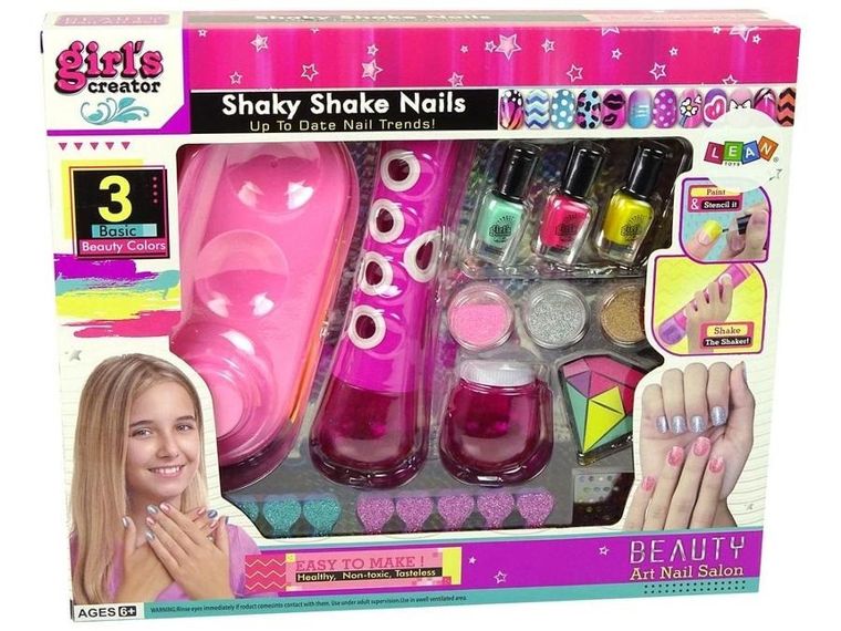 Lean Toys, zestaw do malowania paznokci, dozownik brokatu