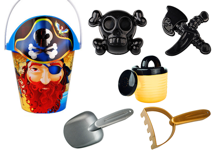 Lean Toys, zestaw do piasku, piraci, 6 elementów