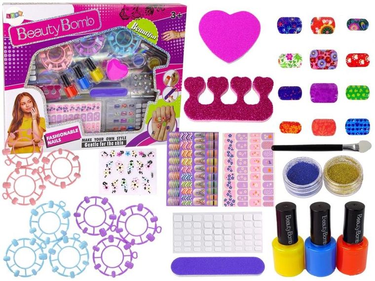 Lean Toys, zestaw do stylizacji paznokci z brokatem