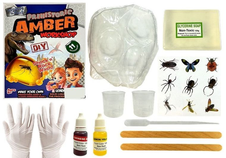 Lean Toys, zestaw kreatywny, stwórz bursztyn z owadem, prehistoria