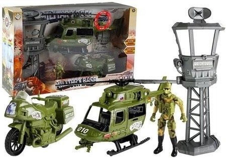 Lean Toys, zestaw militarny, helikopter + wieża