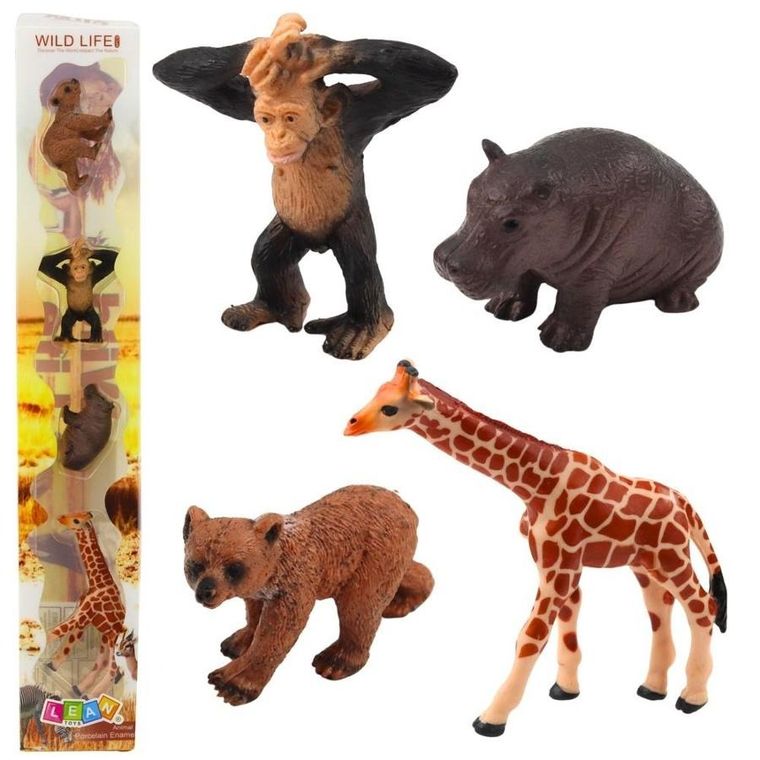 Lean Toys, zestaw mini figurki dzikie zwierzęta, 6-9 cm, 4 szt.