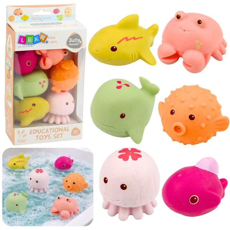 Lean Toys, zwierzęta morskie, gumowe zabawki do kąpieli, 6 elementów