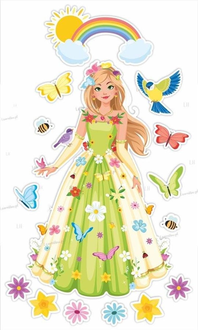 LearnHow, dekoracje okienne, dwustronne, duża Pani wiosna