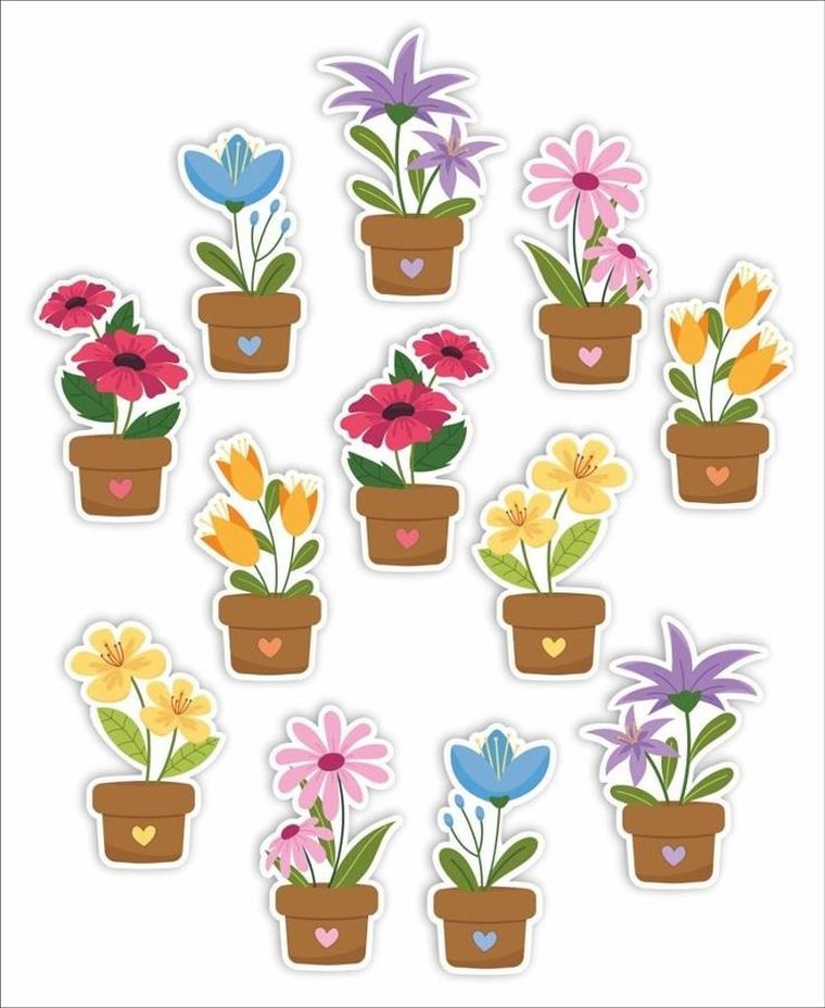 LearnHow, dekoracje okienne, dwustronne, kwiatki, 12 elementy