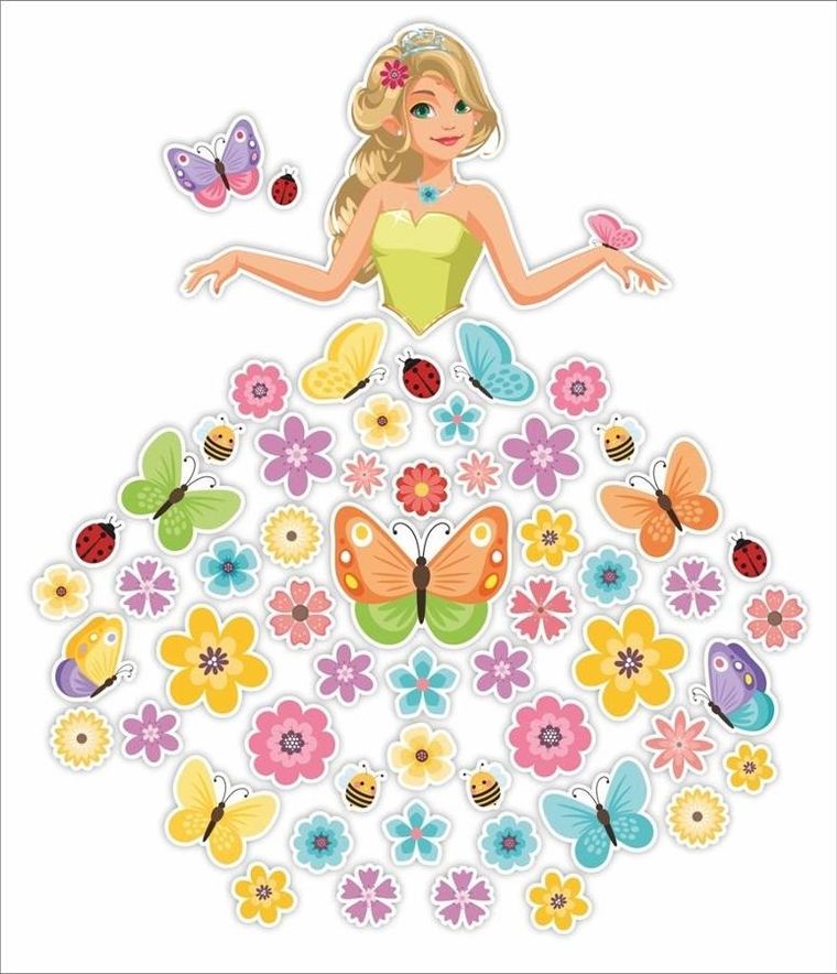 LearnHow, dekoracje okienne, dwustronne, Pani wiosna, 58 elementów