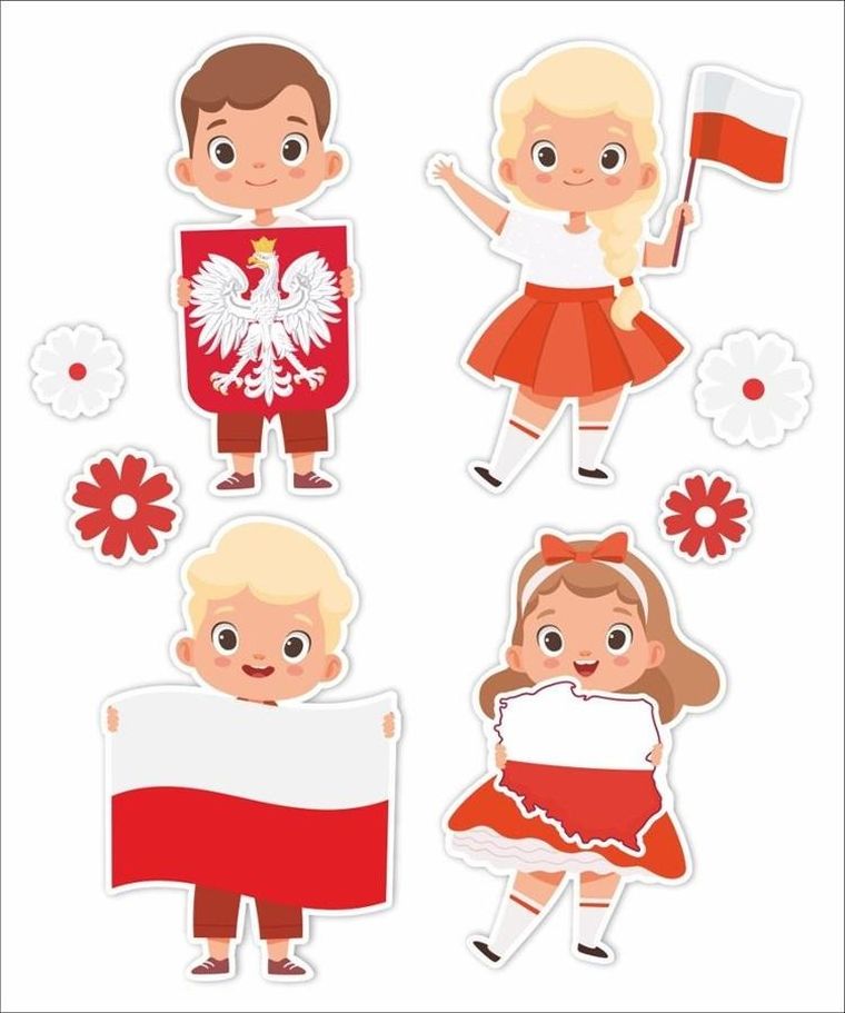 LearnHow, dekoracje okienne, dwustronne, Patriotyczne, 8 elementów