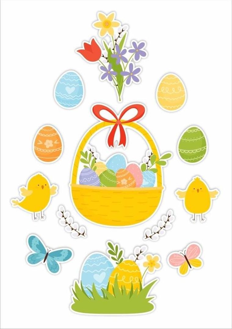 Learnhow, dekoracje okienne, dwustronne wielkanocne, 13 szt.