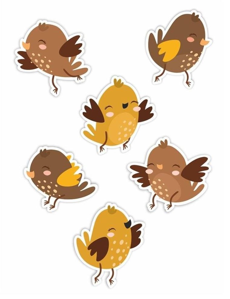 LearnHow, dekoracje okienne, dwustronne, wróble, 6 elementów